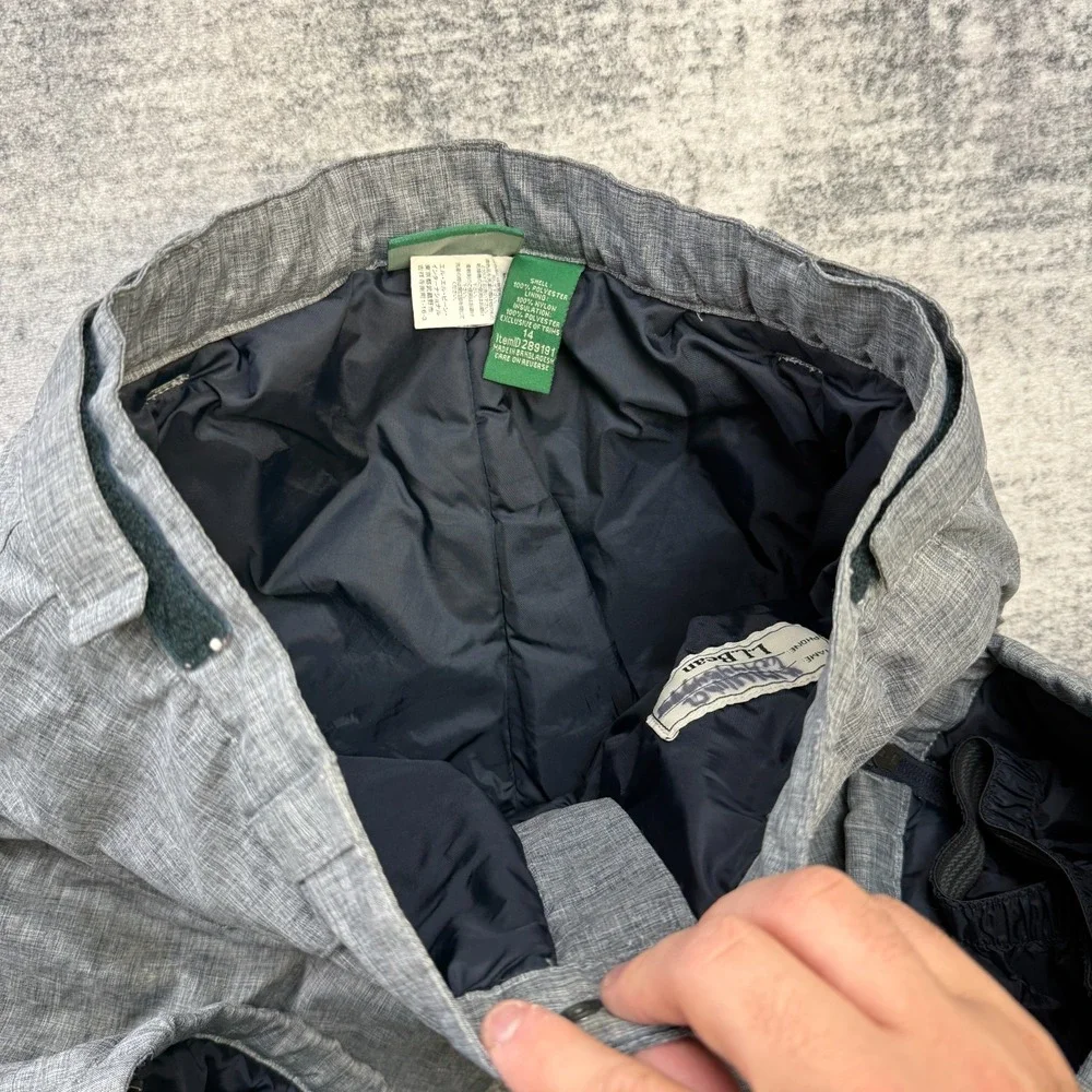 LL Bean Snow Pants‎ Kids Youth 14 Gray Insulated Adjustable Waist Ski Snowboard